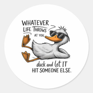 Funny Duck Shirt Funny Quote Graphic Tees For Men Classic Round Sticker