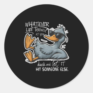 Funny Duck Shirt Funny Quote Graphic Tees For Men Classic Round Sticker