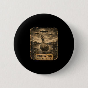 Funny duck ufo evidence photo alien humour 6 cm round badge