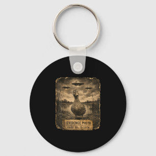 Funny duck ufo evidence photo alien humour key ring