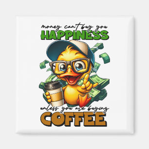 Funny Duck Wearing Glasses Coffee Caption Quote Magnet