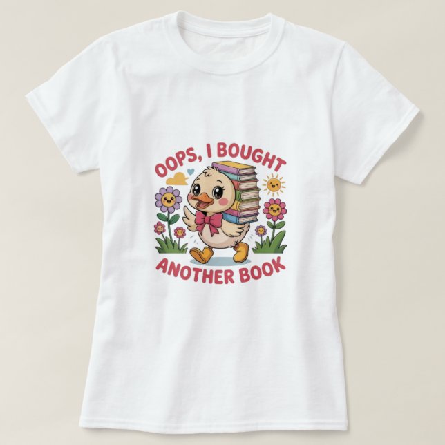 Funny Duck with Books – Book Lover Gift T-Shirt (Design Front)