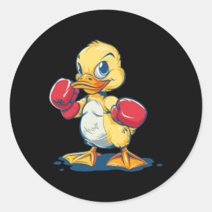 Funny Duck With Boxing Gloves Costume For Ducks Lo Classic Round Sticker