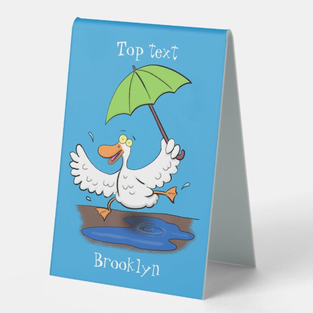 Funny duck with umbrella dancing cartoon (Front)