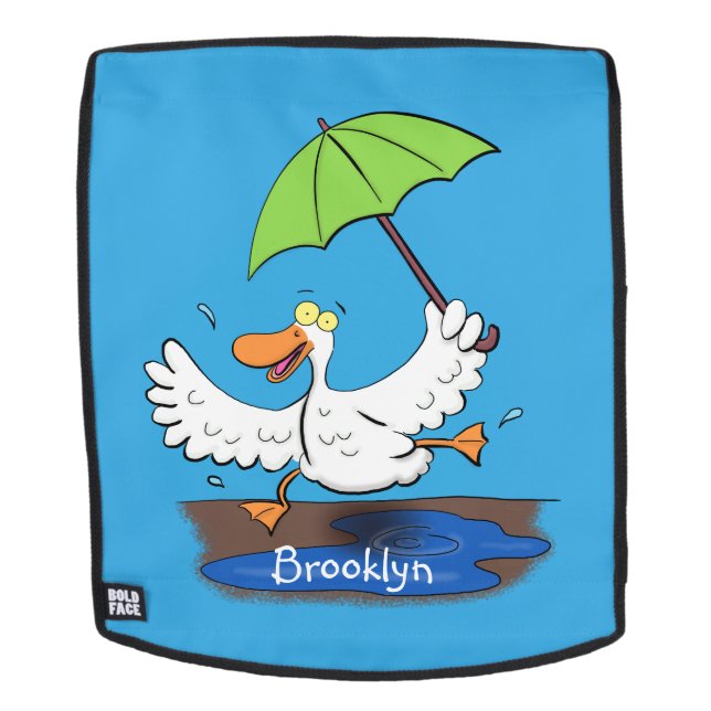 Funny duck with umbrella dancing cartoon backpack (Removable Face)