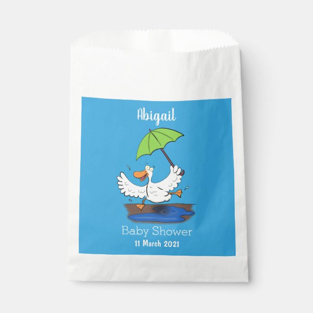 Funny duck with umbrella dancing cartoon favour bag (Front)