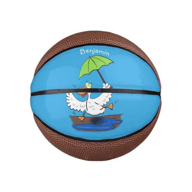 Funny duck with umbrella dancing cartoon mini basketball (Front)