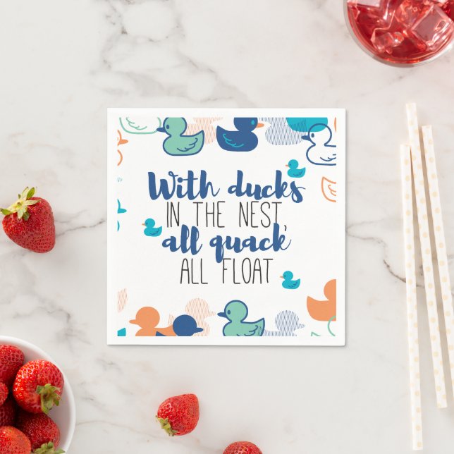 Funny Ducks and Quack Float Puns Quote Design Napkin (Insitu)
