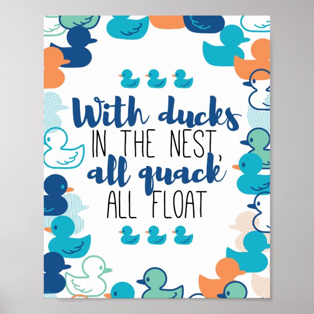 Funny Ducks and Quack Float Puns Quote Design Poster (Front)