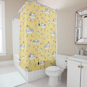 Funny Ducks in Tubs Kids Bathroom  Shower Curtain