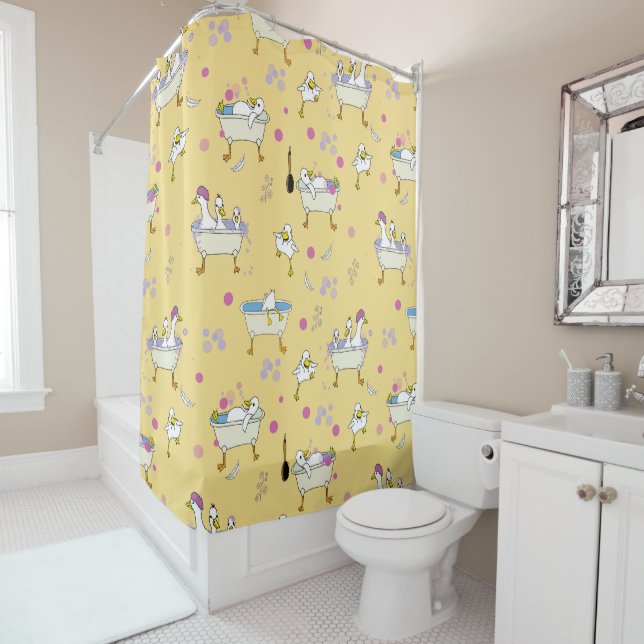 Funny Ducks in Tubs Kids Bathroom  Shower Curtain (In Situ)