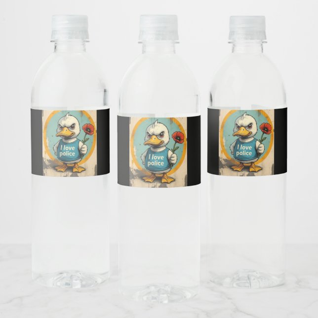 funny ducky water bottle label (Bottles)