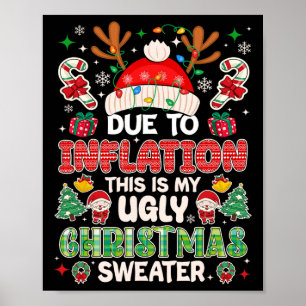 Funny Due To Inflation Ugly Christmas Sweaters For Poster