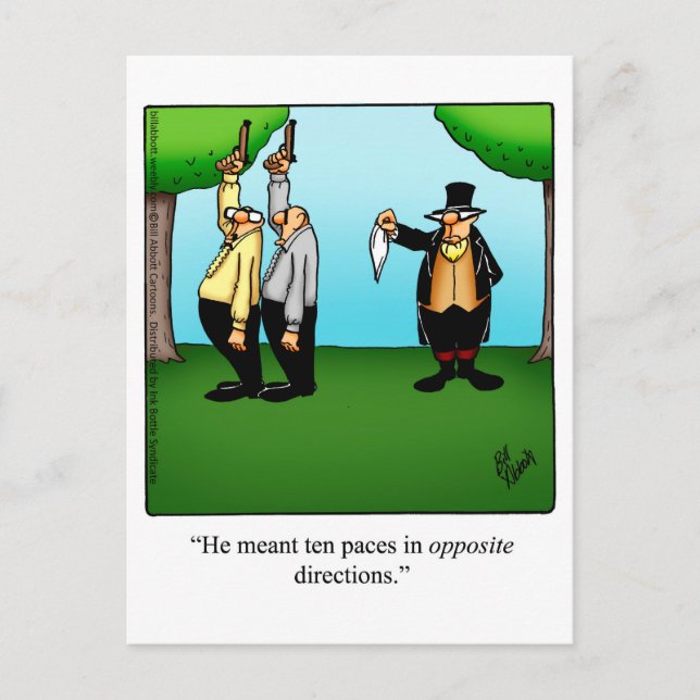 Funny "Duelling Humour" Postcard (Front)