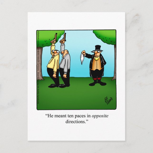 Funny "Duelling Humour" Postcard (Front)