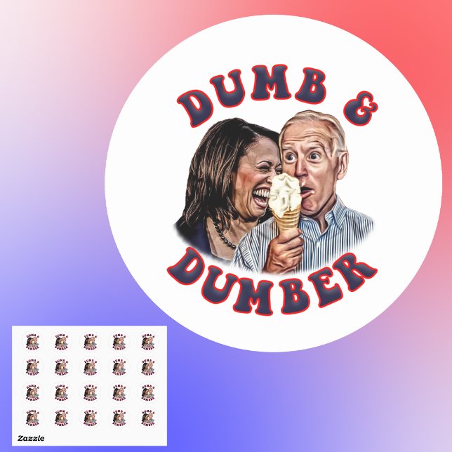 Funny Dumb and Dumber Biden Harris Cartoon Classic Round Sticker (Creator Uploaded)