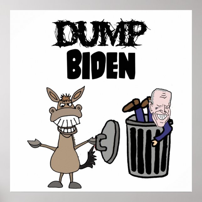 Funny Dump Biden Political Cartoon Poster (Front)