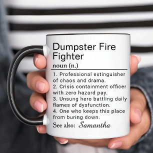 Funny Dumpster Fire Fighter Definition Mug