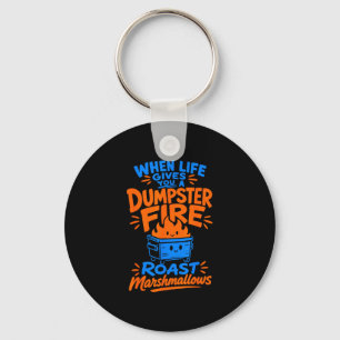 Funny dumpster fire marshmallow key ring