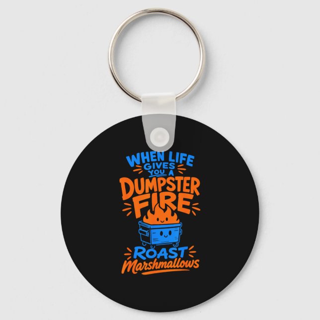 Funny dumpster fire marshmallow  key ring (Front)