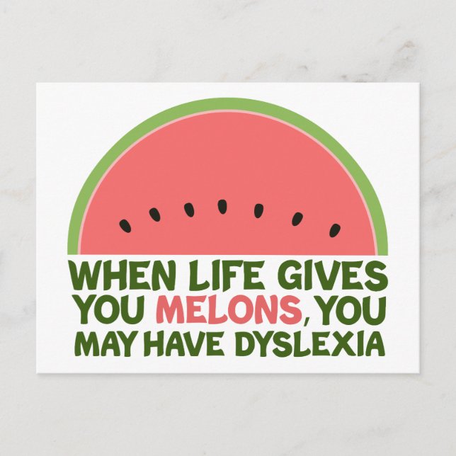 Funny Dyslexia Postcard (Front)