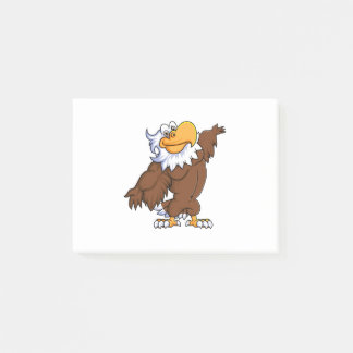 funny eagle cartoon posing mascot character post-it notes