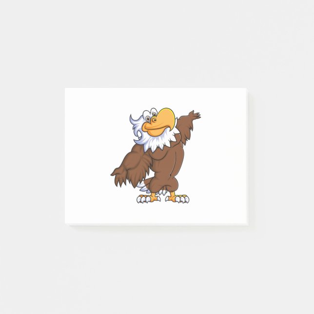 funny eagle cartoon posing mascot character post-it notes (Front)