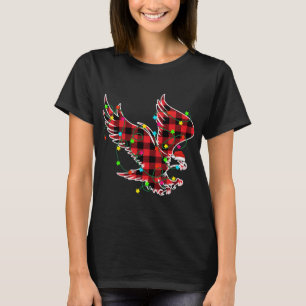 Funny Eagle Christmas Tree Red Plaid Xmas Animals  T-Shirt
