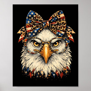 Funny Eagle Face Glasses Bandanna Leopard Egale 4t Poster