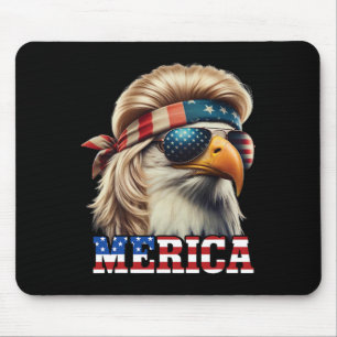 Funny Eagle Merica 4th July Blonde Wig Mullet Funn Mouse Pad