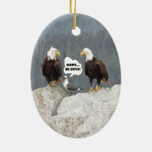 Funny Eagles and Seagull Ceramic Tree Decoration