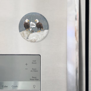 Funny Eagles and Seagull Round Magnet