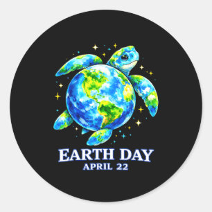 Funny earth day 2026 save the earth sea turtle kid classic round sticker