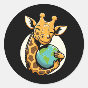 Funny Earth Day Cute Giraffe Earth Day Giraffe Lov Classic Round Sticker