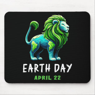 Funny Earth Day Cute Lion Earth Day Earth Planet Mouse Pad