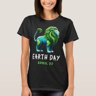 Funny Earth Day Cute Lion Earth Day Earth Planet T-Shirt