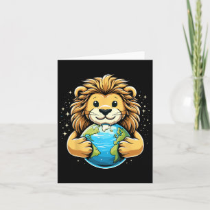 Funny Earth Day Cute Lion Earth Day Lion Lovers  Card