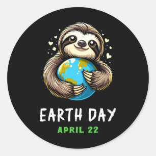 Funny Earth Day Cute Sloth Earth Day Earth Planet Classic Round Sticker