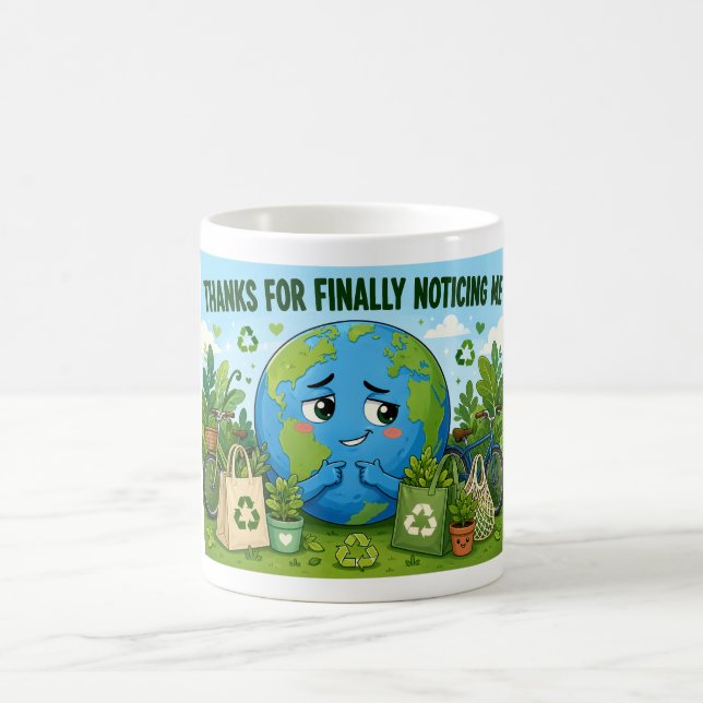 Funny Earth Day Eco Planet Coffee Mug (Center)