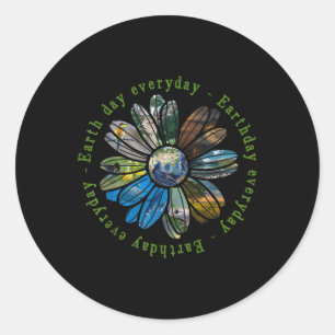 Funny Earth Day Everyday Sunflower Earth Animal Lo Classic Round Sticker