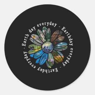 Funny Earth Day Everyday Sunflower Earth Animal Lo Classic Round Sticker