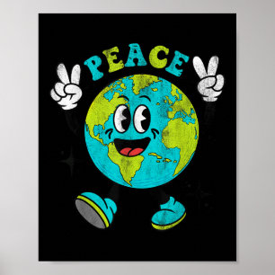Funny Earth Globe World Peace Sign Earth Day Kids