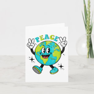 Funny Earth Globe World Peace Sign Earth Day Kids Card