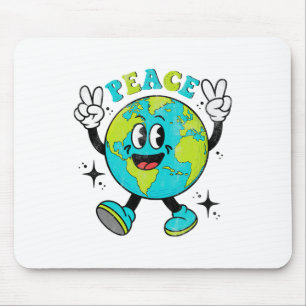 Funny Earth Globe World Peace Sign Earth Day Kids Mouse Pad