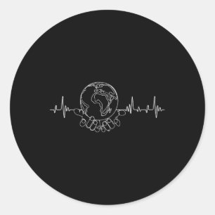 Funny Earth Planet On Heartbeat Earth Day 55th Ann Classic Round Sticker
