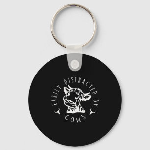 Funny Easily Distracted By Cows Design Key Ring