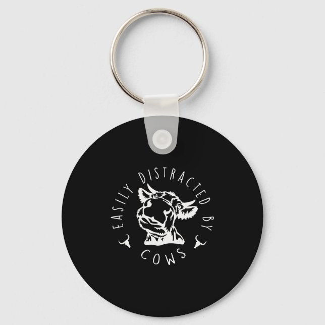 Funny Easily Distracted By Cows Design  Key Ring (Front)