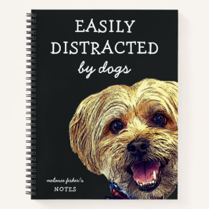 Funny Easily Distracted by Dogs   Personalised Notebook
