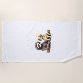 Funny Easily Distracted By Sloths and Dogs T-Shirt Beach Towel