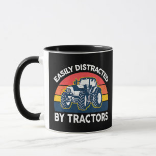 Funny Easily Distracted By Tractors-Shirt Farmer F Mug